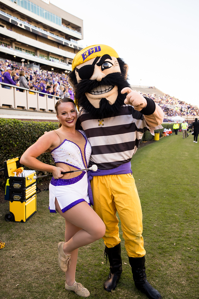 Feature Twirler Kasey Rogers with Pee Dee the Pirate