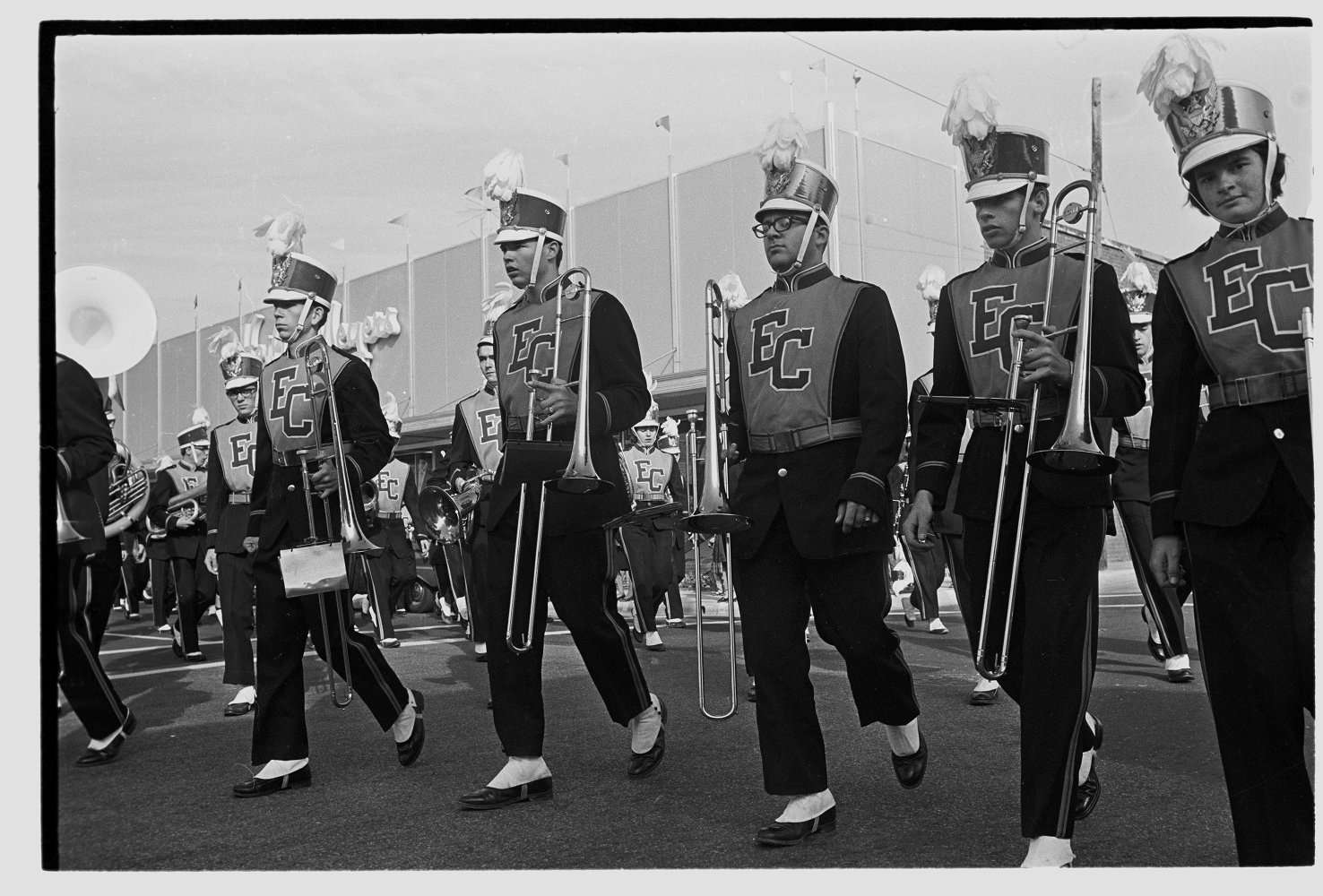 ECU Alumni Band Black and white photo of ECU Marching Band - circa 1960s