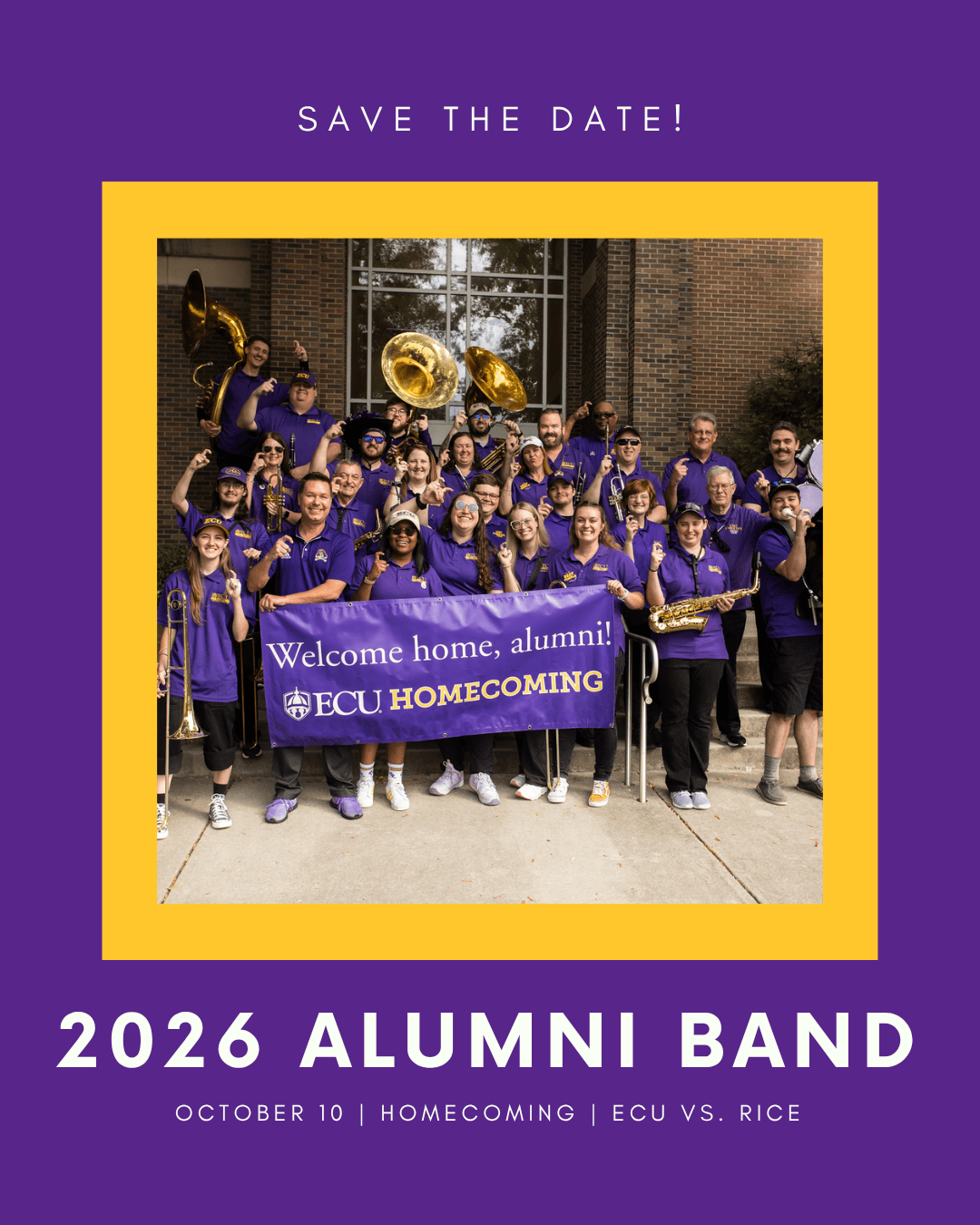 2026 ECU Alumni Band Save the Date